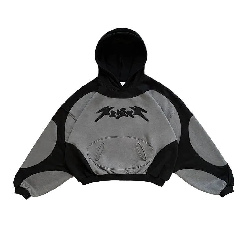 BlackGrey Mesh Graphic Hoodie